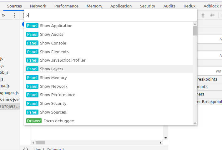 Image showing commands list