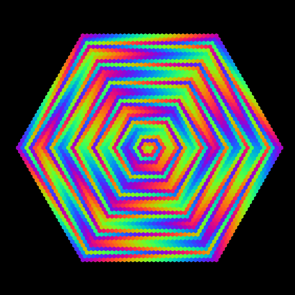 Image of a hexagon in a spiral grid