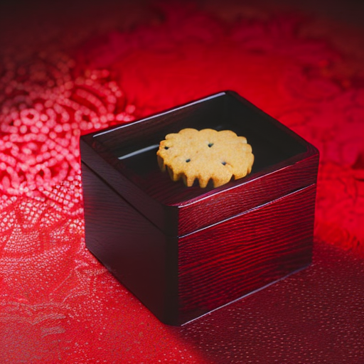 An image of the small box with a biscuit.